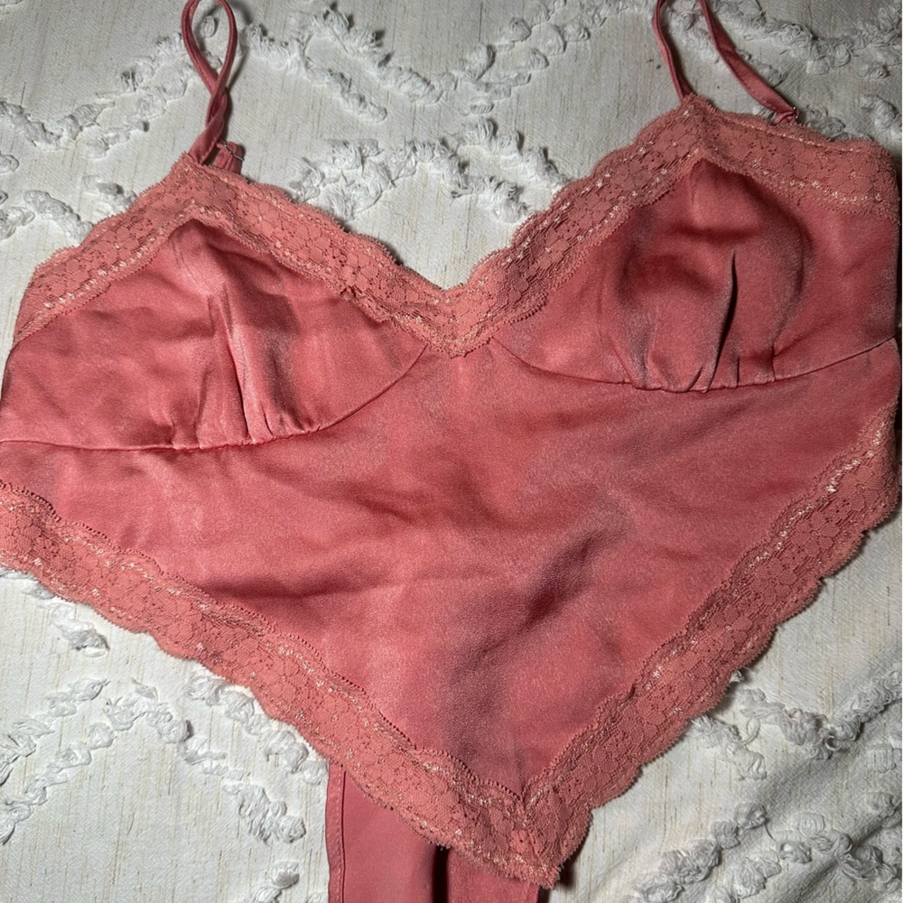 Pink Lace Trim Bralette - Size XS